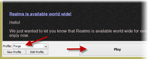 Forge profile in Minecraft
