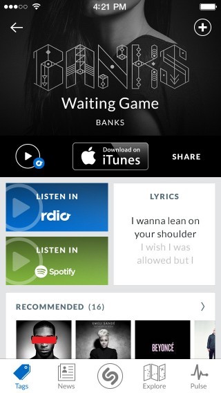 Shazam para iPhone
