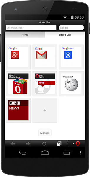 Así luce Opera Mini en Android