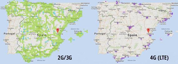 Cobertura 2G/3G y 4G en España