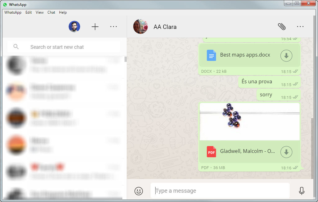 whatsapp pc peso archivos