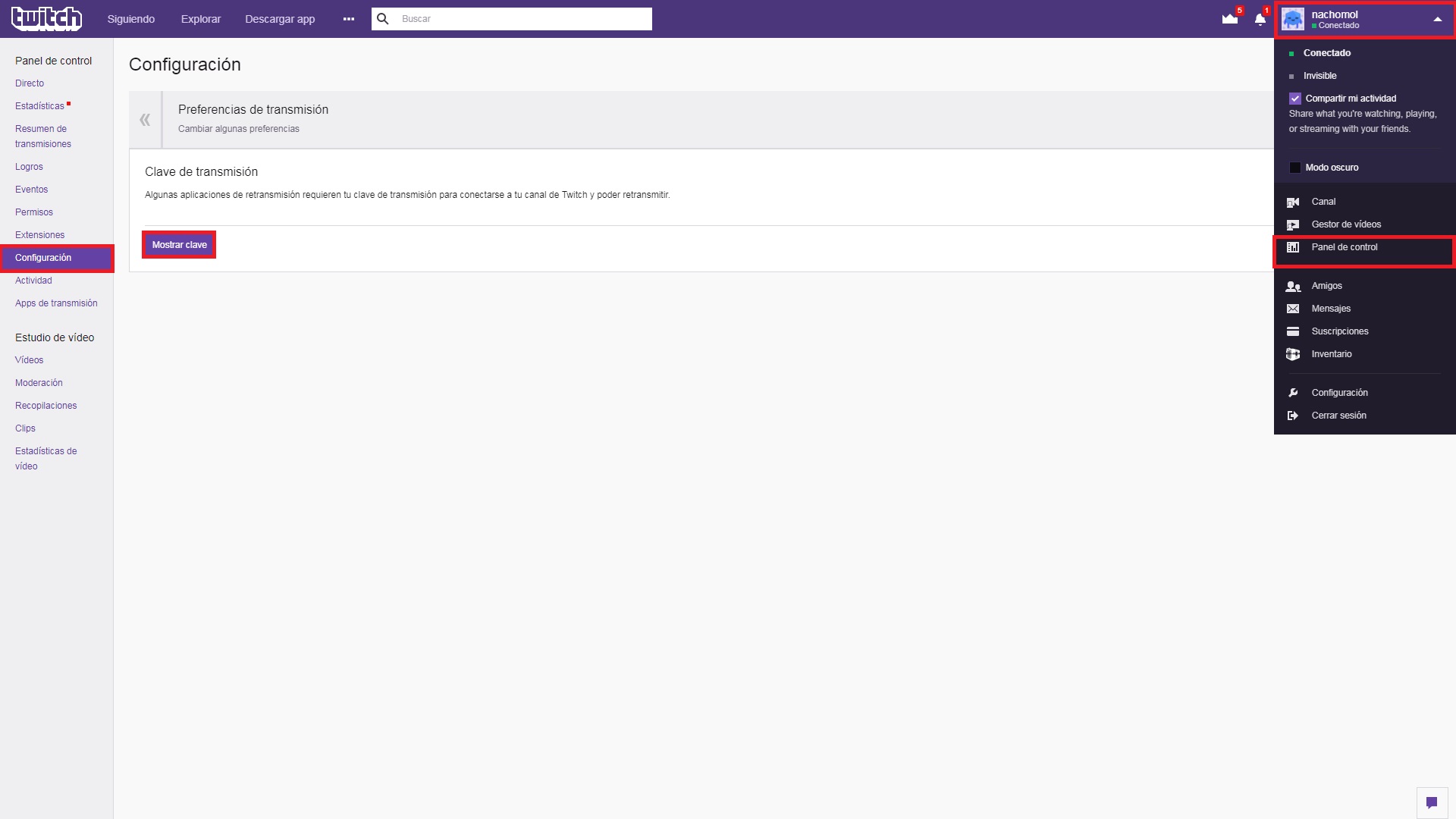 configurar Twitch con OBS