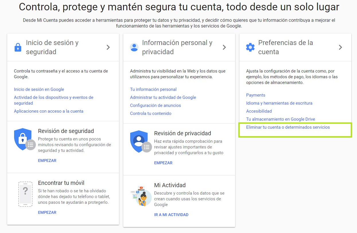 desactivar Google