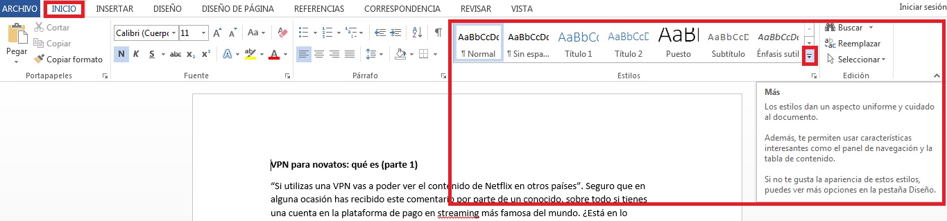 estilos microsoft word