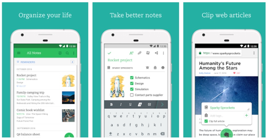 Evernote app agenda