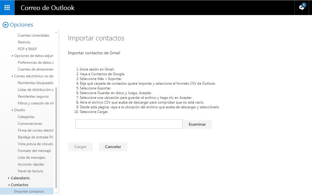 importar contactos de correo electronico a hotmail