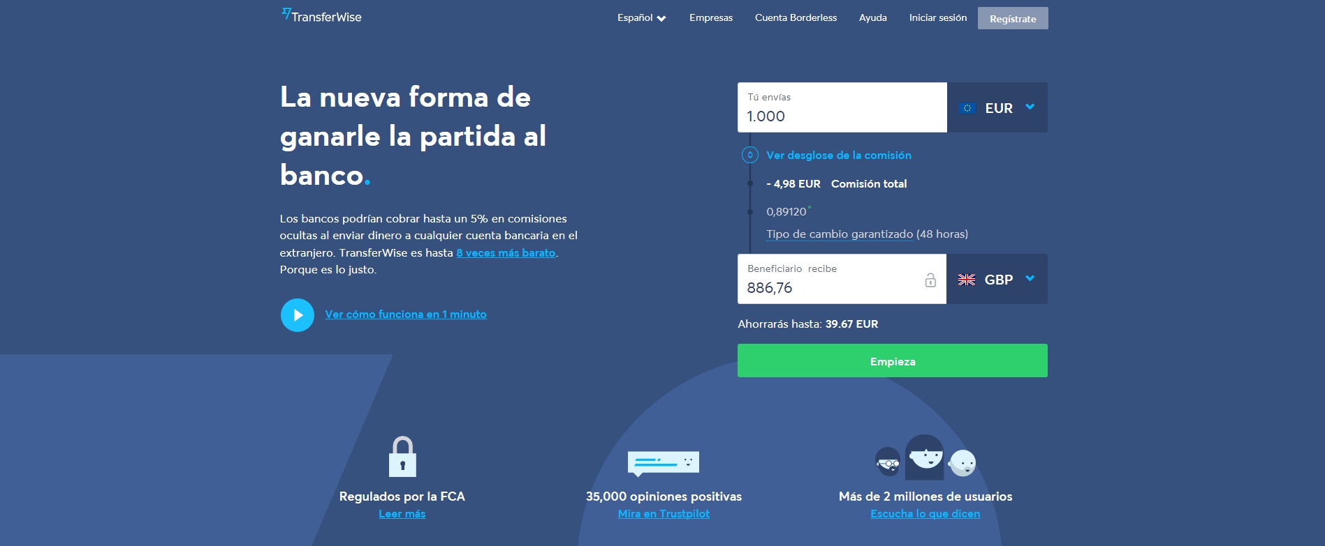 Transferwise aplicación para transferir dinero