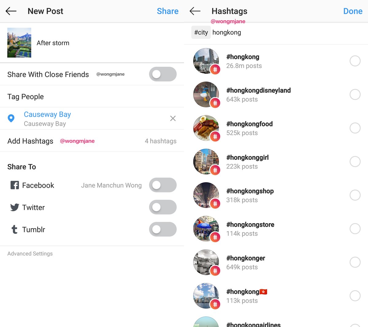 Nueva opción de hashtags en Instagram
