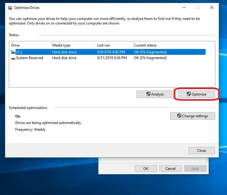 En el explorador de archivos, pulsa en Propiedades, luego Herramientas y en Optimizar