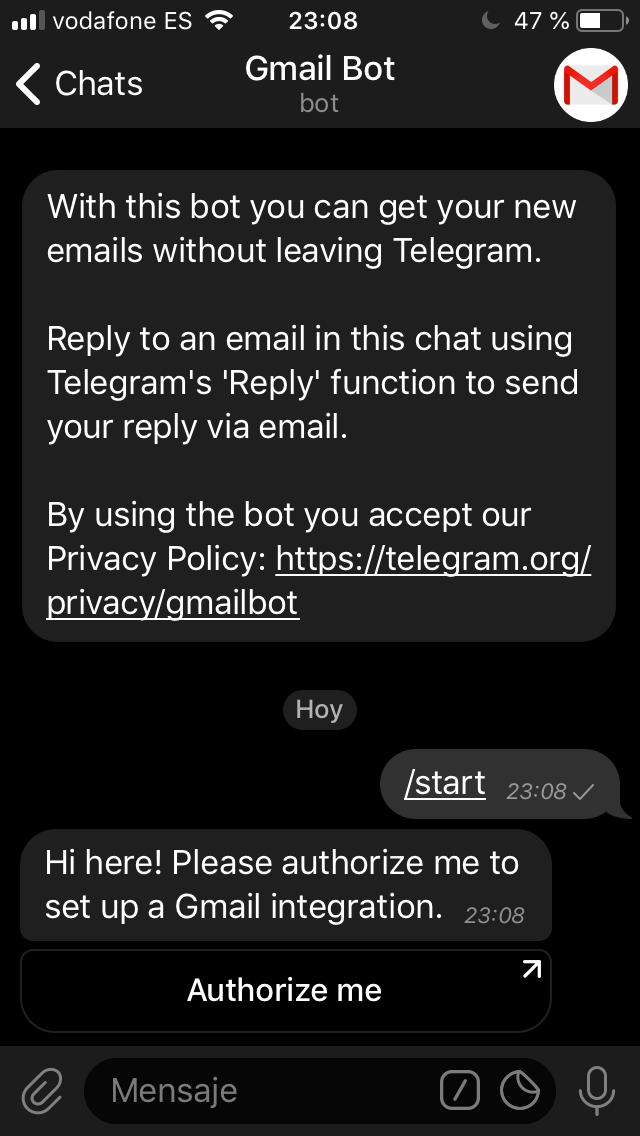 Cómo recibir y responder correos de Gmail desde Telegram