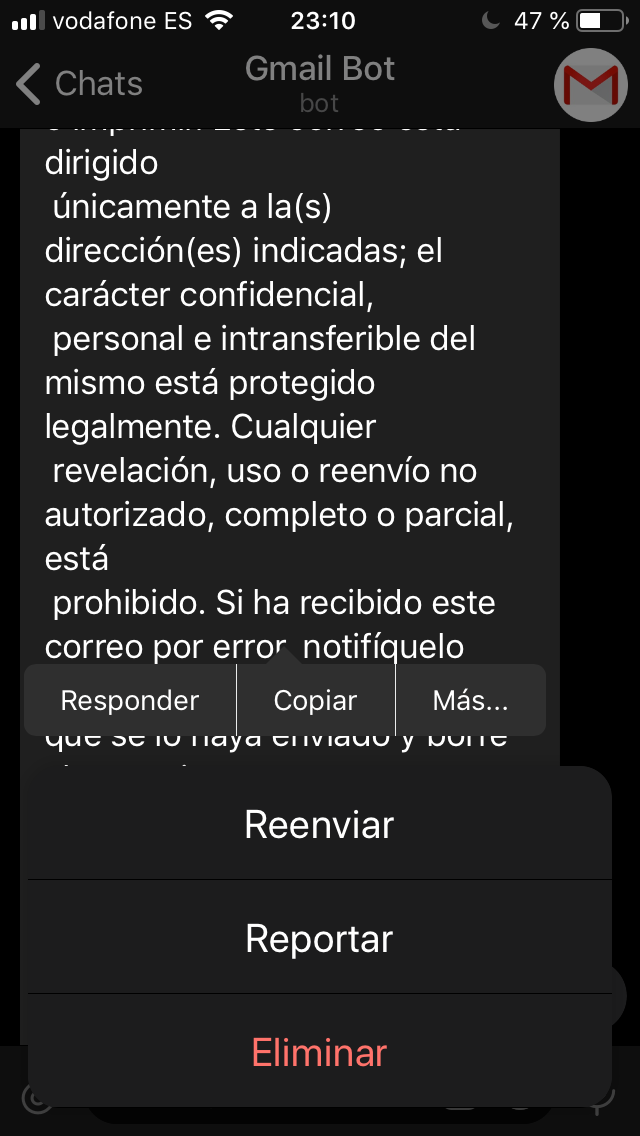 Cómo recibir y responder correos de Gmail desde Telegram