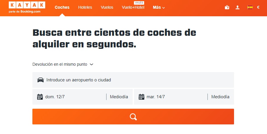 Página web de Kayak