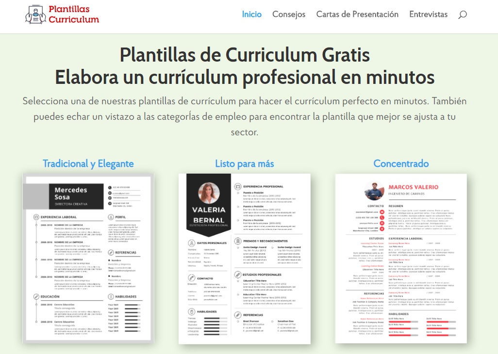 Home de Plantillas de Currículum
