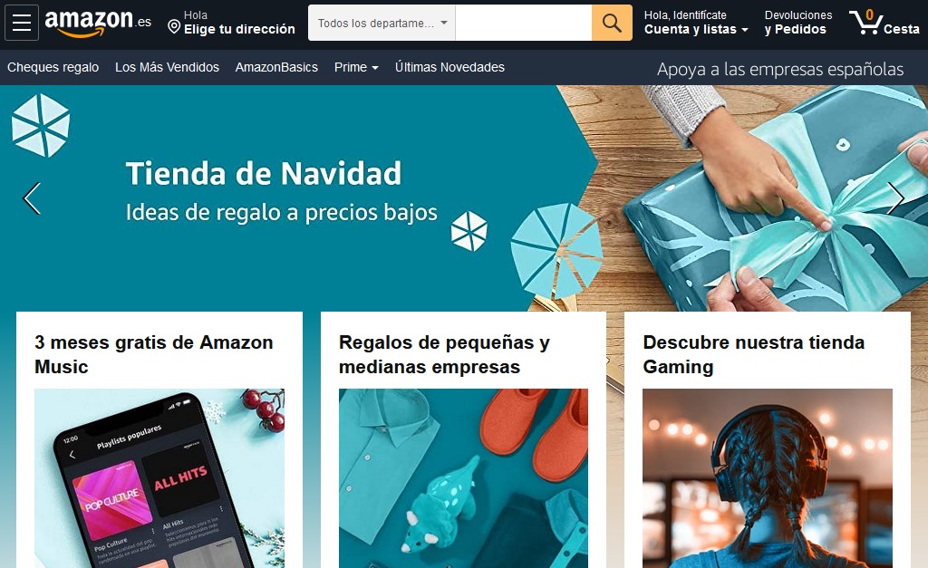Página oficial de Amazon
