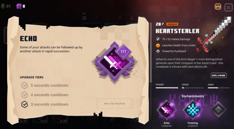 Puntos de encantamiento de Minecraft Dungeons