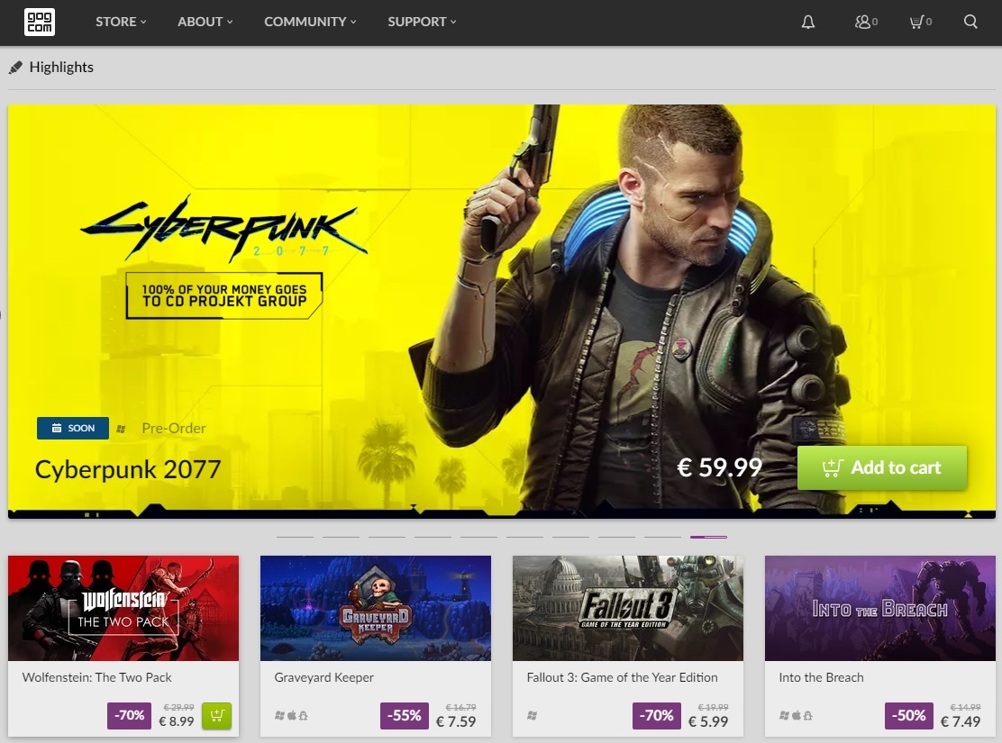 Página oficial de GoG