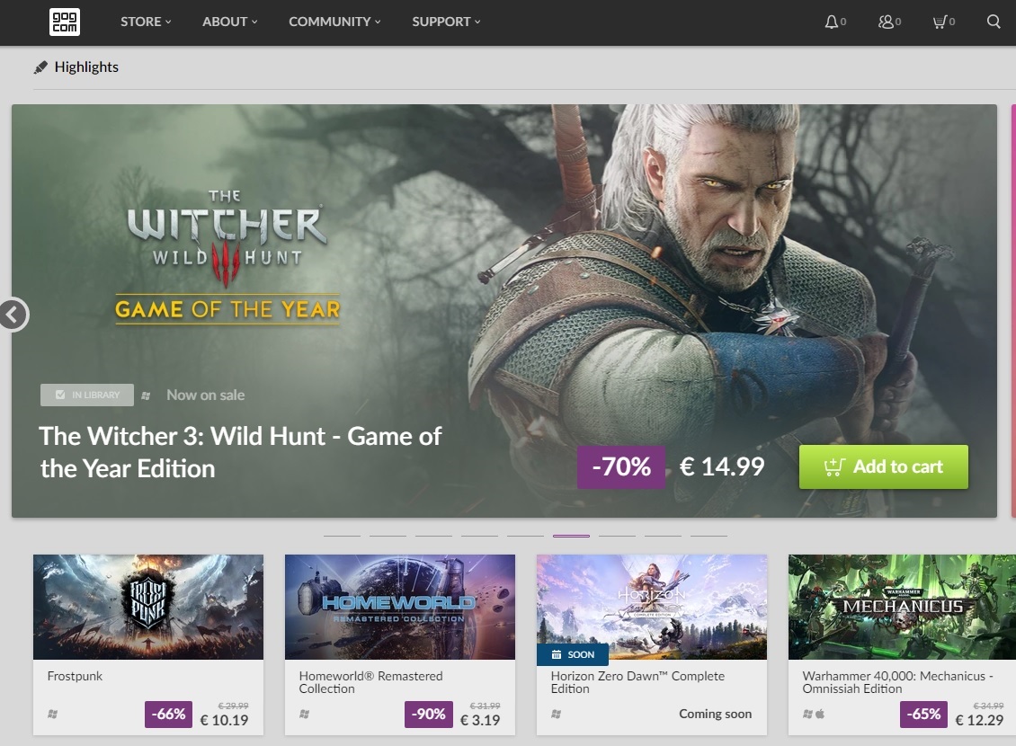 Página oficial de GoG