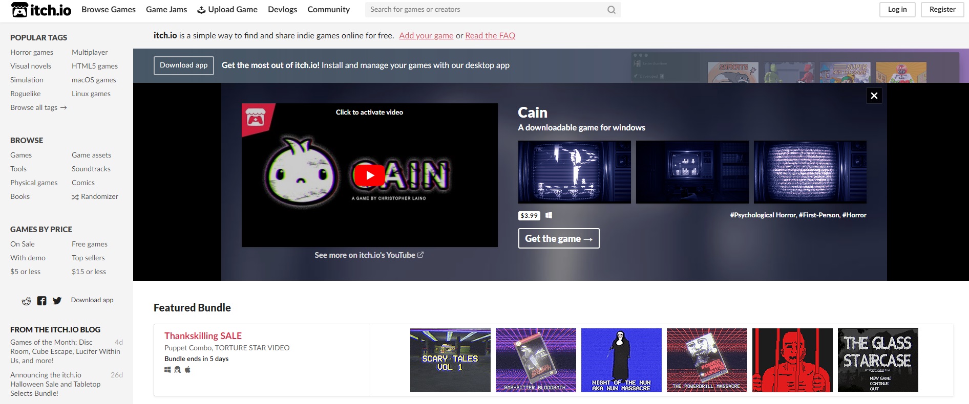 Página oficial de Itch.io