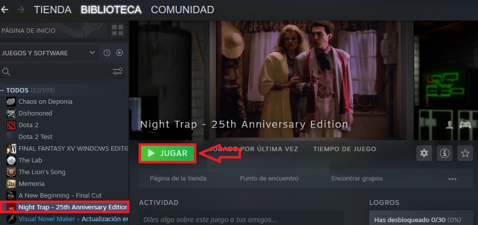 Jugar a un juego de Steam