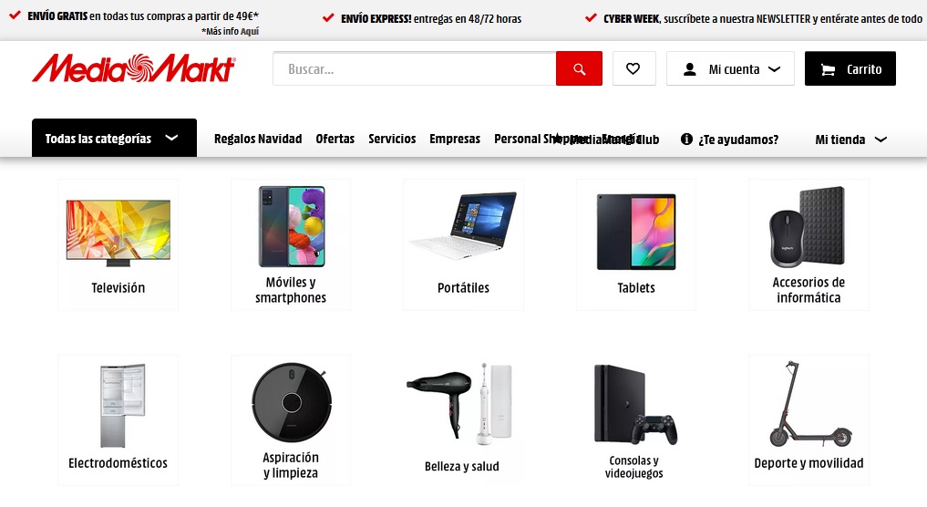 Página oficial de MediaMarkt