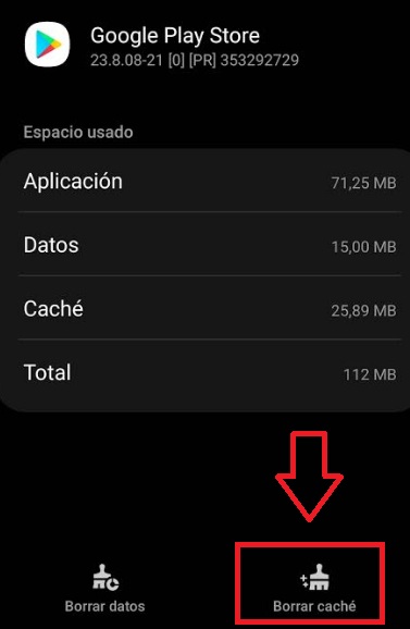 Borrar caché de Google Play