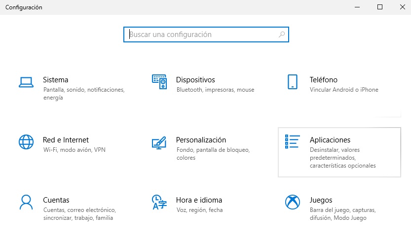 Configuración de Windows 10