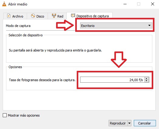 Configuración de la captura de VLC