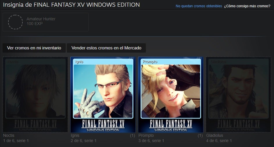 Cromos en el cliente de Steam