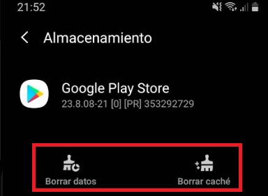 Borrar los datos de Google Play