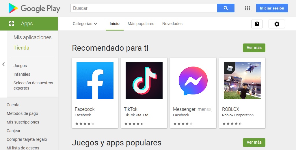 Página oficial de Google Play