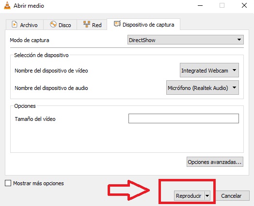 Grabar desde tu webcam con VLC