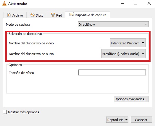 Cómo grabar desde la webcam con VLC