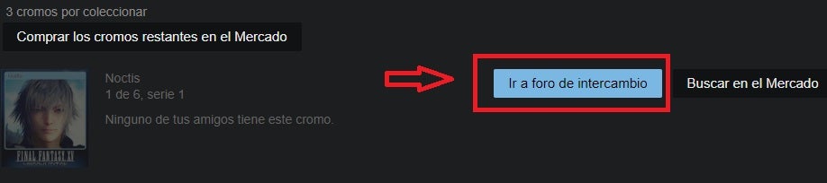 Intercambio de cromos en Steam