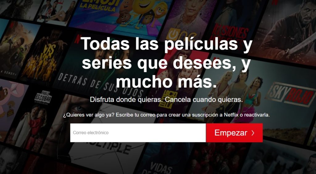 Página principal de Netflix España