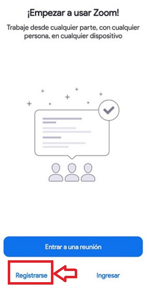 Registrarse en Zoom desde la app
