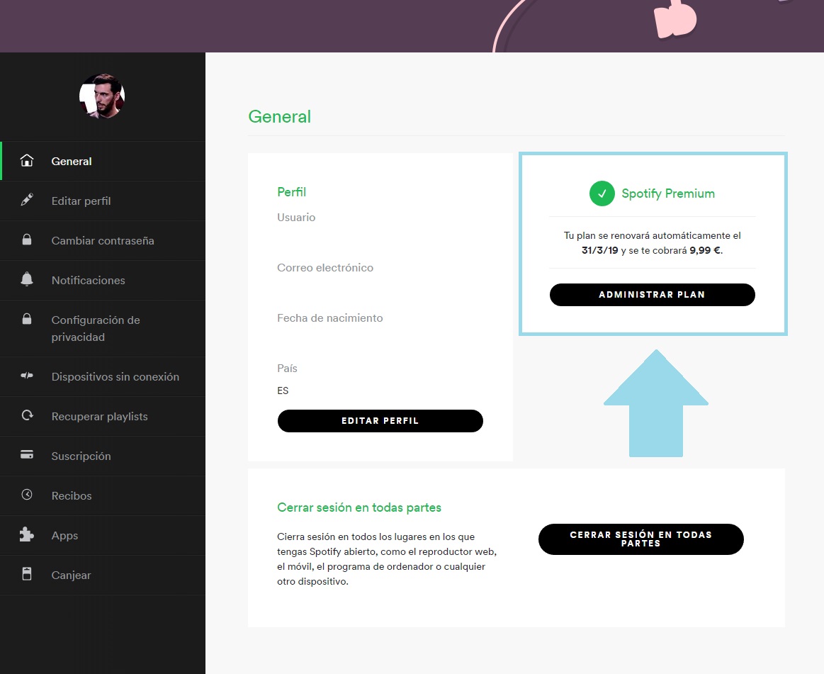 Cómo darse de baja de Spotify Premium