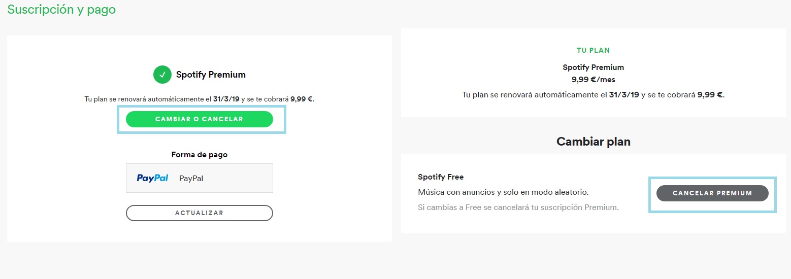 Cómo darse de baja de Spotify Premium