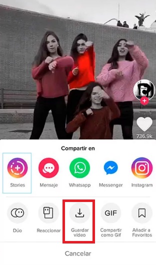 Guardar vídeo de Tik Tok