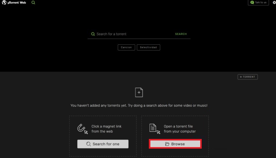Abrir archivos .torrent desde uTorrent Web