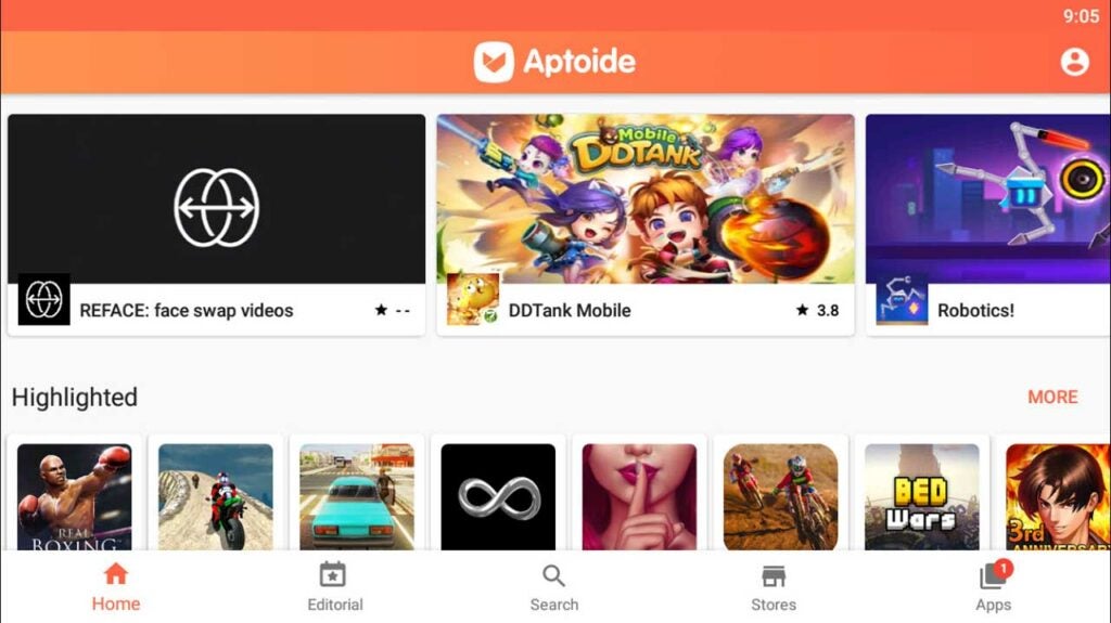Interfaz de Aptoide