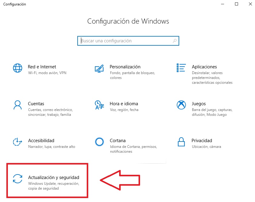 Actualización y seguridad de Windows 10