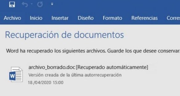 Recuperar archivos en Word