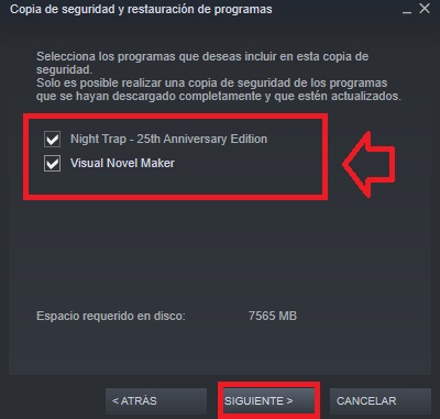 Copia de seguridad de juegos de Steam