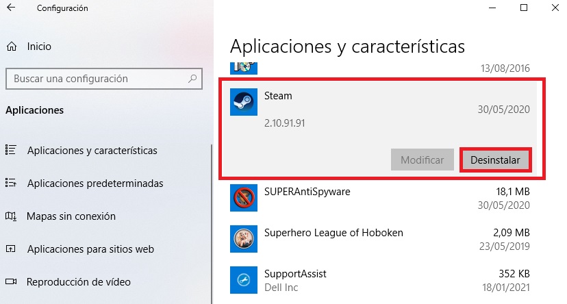 Borrar Steam