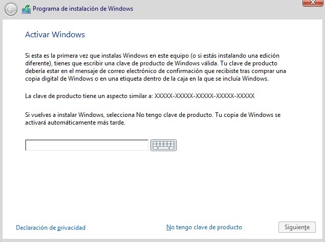 Mensaje activación de Windows 10