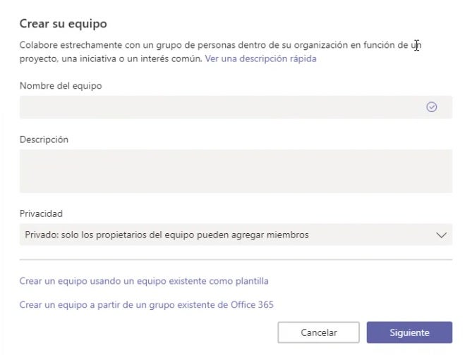 Configurar tu equipo de Teams
