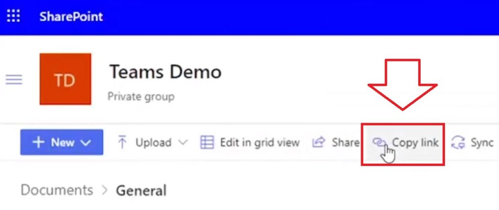 Copiar el enlace de SharePoint