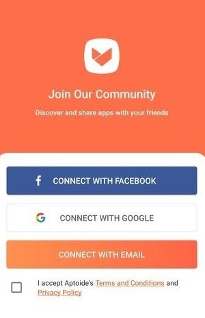 Abre una cuenta en Aptoide