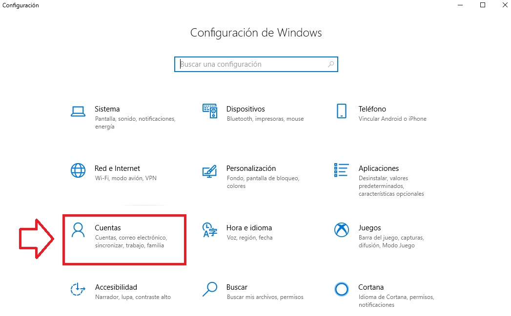 Cómo llegar a la ventana de Cuentas