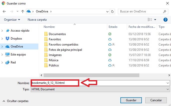 Cómo guardar los marcadores de Chrome